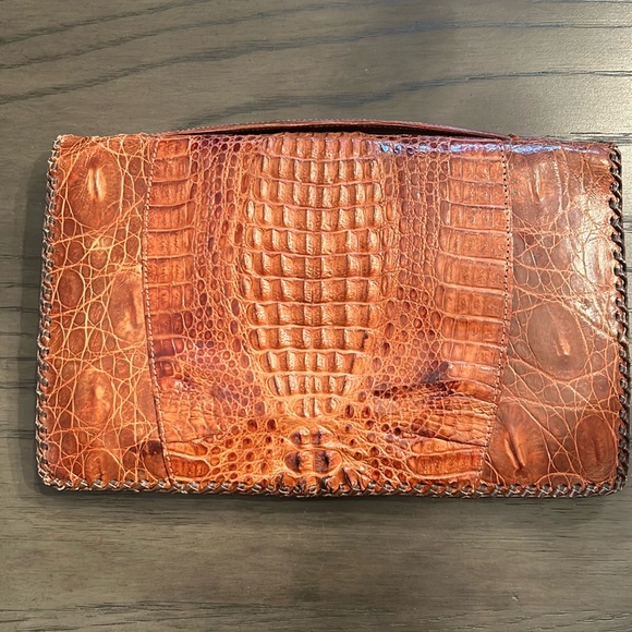 Handbags - Vintage Alligator Clutch Bag with Handle Top